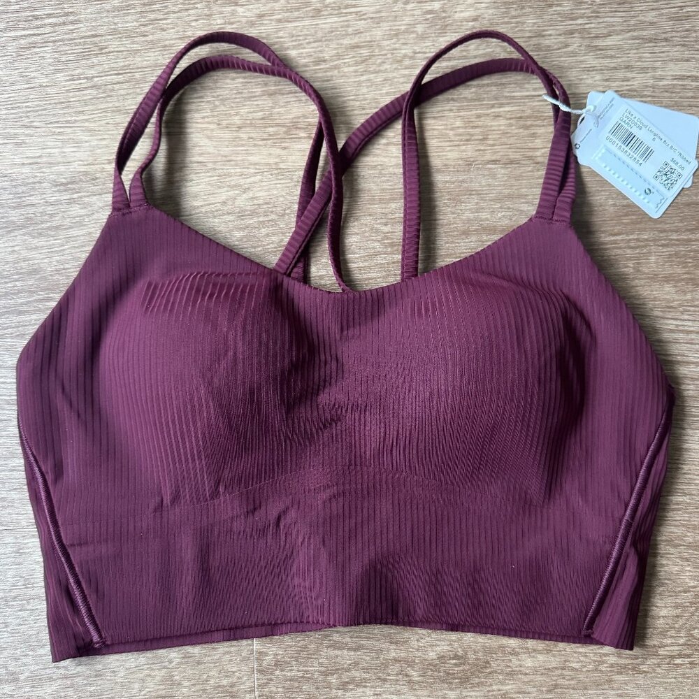 Lululemon Like a Cloud Ribbed Longline Bra B/C Cup in Garnet Size 6